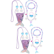 2Ensembles Bijoux Fille Collier Et Bracelet Violet Coquillage