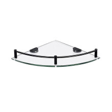 Tempered Glass Shelf with Rustproof Black Brackets, 6mm Safety Glass for Bathroom Wall, 24x24 cm