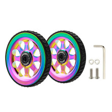 Roues de vélo pliantes 85x12 mm avec pneus larges antidérapants et roulements à réponse rapide pour une stabilité et une maniabilité accrues.
