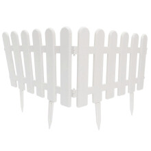 Valla decorativa blanca para jardín, bordes para macizos de flores y patio con estacas, set de 2