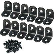 Stainless Steel Corner Brace 12 Pieces, Black Painted 90 Degree Bracket for Wooden Table Chair Repair, Furniture Reinforcement