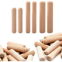 Cavilhas de Madeira de Faia com Design Cônico e Estriado para Inserção Fácil, 6x30 8x40 10x40mm, 300 Unidades