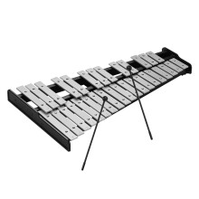32 Note Glockenspiel Xylophone with Labeled Aluminum Bars, Clear Bright Tone and Carry Bag