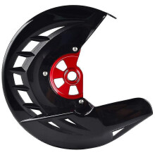 Motorcycle Front Brake Disc Guard Compatible with Honda CRF450R CRF250R, Black Cover with Bracket, No Removal for Pad Change, Ventilation Holes