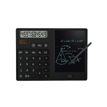 12-Digit Desktop Calculator with Integrated LCD Writing Tablet, Eye-Friendly No Blue Light Screen for Calculations Note Taking