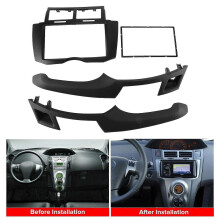 Dashboardmontageset compatibel met Toyota Yaris, Vios en Palio, 2DIN zwart kunststof radiopaneel