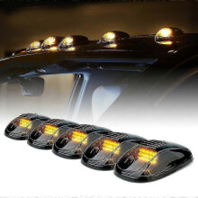 Cab Roof Marker Lights 5-Piece Set compatible with Off-Road Vehicles, 12 Amber LEDs Per Light, Smoked Lens for Improved Visibility