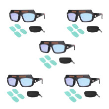 5X Solar Powered Auto Darkening Welding Mask Helmet Goggles Glasses Arc Anti-Shock Lens with Storage Case
