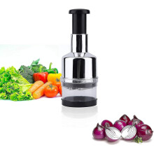 Stainless Steel Vegetable Chopper with Detachable Blades, Quick Efficient Chopping for Onions Herbs Nuts, Easy Clean Design