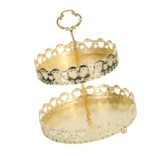 Double Layer Copper Pastry Tray Love Heart Dessert Display Plate