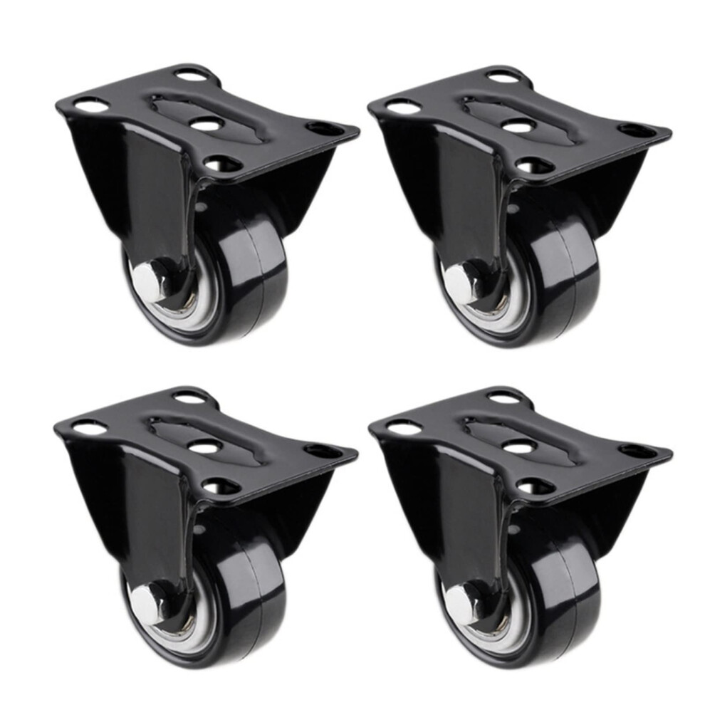 Heavy Duty Caster Wheels 4 Pack Fixed, 1.6 In, 200 Kg Black Polyurethane Furniture Trolleys 9169991370590