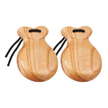 2X Spanish Castanets with String, Wooden Hand Percussion for Flamenco Dance and Music Practice