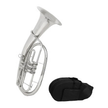 Silver Plated Bb Euphonium with Mouthpiece and Case, Clear Tone Brass Instrument for Beginners and Professionals