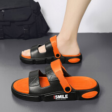 (Black Orange, 41) Shock Absorb Men\'s Slippers for Beach & Pool