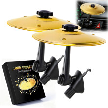2 Pack Car Cymbal Air Vent Mini Drum Cymbal with Easy ClipOn Adjustable Arm, Gold