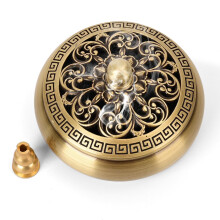 Brass Incense Burner with Stick Cone and Coil Holder, Fireproof Cotton Base for Meditation Yoga Decor
