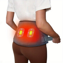 (Gray) Kabelloses Heizkissen für die Taille mit Lendenwirbelstütze, einem Massagegürtel für den unteren Rücken mit drei Temperaturen und