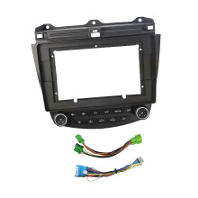 Dubbel DIN-radiopaneel compatibel met Honda Accord 2003 2004 2005 2006 2007, zwart ABS-kunststof dashboardframe
