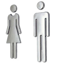 Sinal de Banheiro Autoadesivo, Adesivo de Porta de Banheiro de ABS de 12cm sem Furadeira com Adesivo 3M Forte para Homens e Mulheres