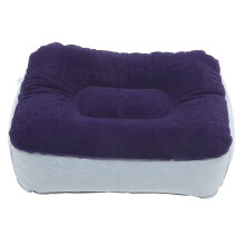 Inflatable Foot Rest Pillow for Airplane Travel with Quick Inflation and Soft Flocking Surface Grey