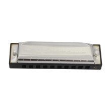 Professional 10 Hole C Key Harmonica Silver Tone with Wooden Comb for Bright Balanced Sound
