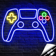 Plug and Play Neon Sign - Handmade LED Game Controller Decor for Wall Mounting in Bedroom or Office