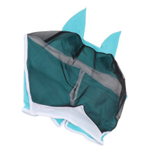 Rundum atmungsaktive blaue Fliegenmaske für Pferde 42x35cm UV-Schutz