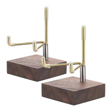 Walnut Wood Display Stand with Adjustable Metal Arms, 2-Piece Set for Geodes, Fossils, Small Plates and Art Display