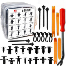 Plastic Nylon Retainer Clips Kit 630 Pcs Compatible with Car, Includes Removal Tool Storage Box