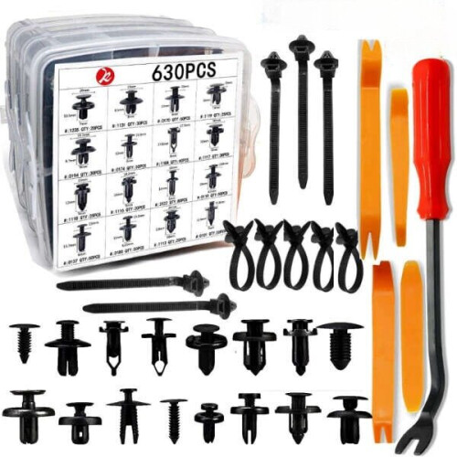 Plastic Nylon Retainer Clips Kit 630 Pcs Compatible with Car, Includes Removal Tool Storage Box