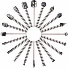 High Speed Steel Rotary Tool Bits for 3mm Shaft Tools, 20 Piece Assorted Shapes with Durable Diamond Grinding Heads for Precision Engraving, Polishing