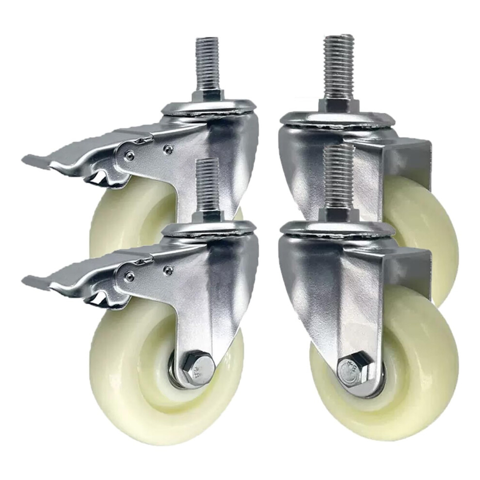 Heavy Duty M20x60 Threaded Stem Caster Wheels Set Of 4, 75Mm Locking Swivel Casters For Furniture And Workbench 9073542114369