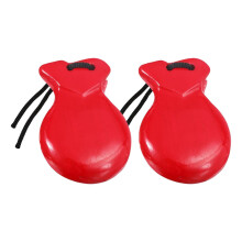 Red Wooden Spanish Castanets Pair for Beginners Flamenco Rhythm Training with Authentic Sound