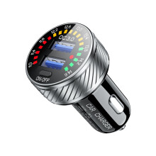 Carregador de Carro com Dois USB QC3.0 com Display de Medidor de Tensão, Tomada À Prova D'Água 12V 24V para Telefone Móvel, Tablet, GPS