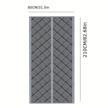 Thermal Insulation Door Curtain with Magnetic Seal, Reduces Draughts and Noise for Interior Doors, Grey