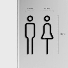 Male and Female Toilet Door Signs, Acrylic Self-Adhesive Bathroom Wall Plates Set of 2, Waterproof and Sun Resistant for Indoor Outdoor Use