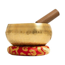 Tibetan Singing Bowl with Mallet and Cushion, Handcrafted Brass Meditation Bowl 8.5 cm for Yoga and Mindfulness