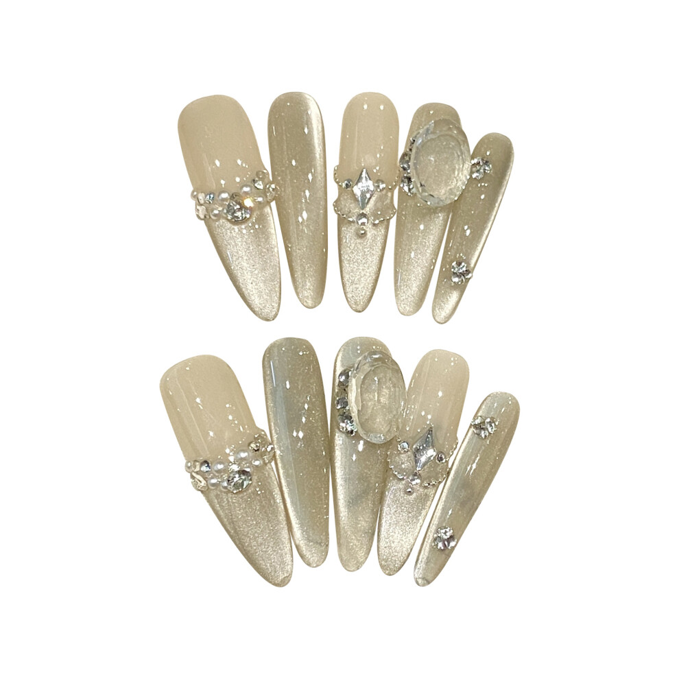 Roc-Electron (M) Flash Cat Eye Press-On Nails For Stage Wear