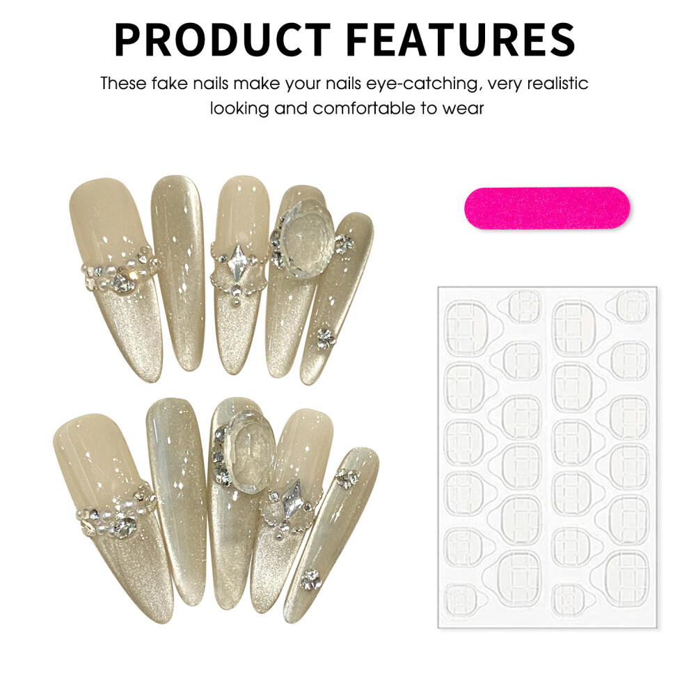 Roc-Electron (S) Flash Cat Eye Press-On Nails For Stage Wear
