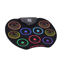 Electronic Drum Kit 9 Pad Roll Up Drum Set USB Battery Powered with Foot Pedals and Drumsticks for Kids