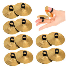 Copper Finger Cymbals for Belly Dance, Durable Mini Hand Percussion with Elastic Bands, 10pcs