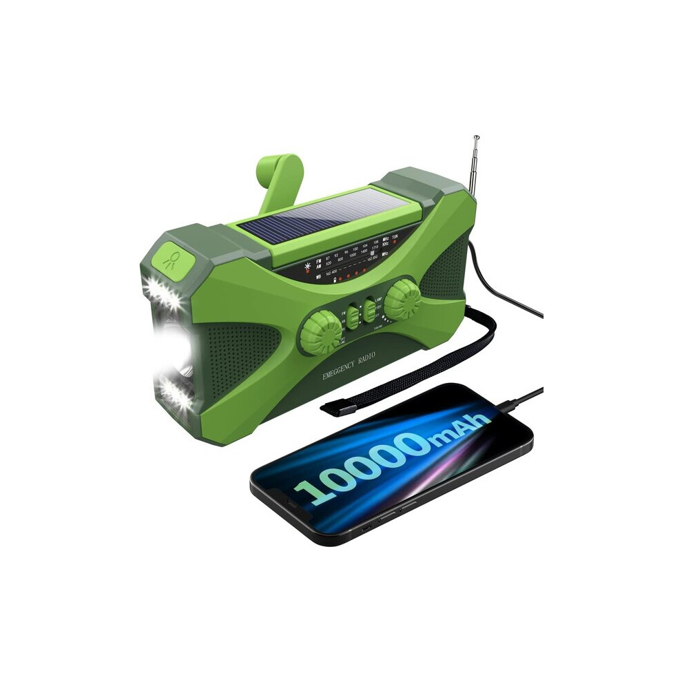 Hand Crank Emergency Radio, Portable Noaa Weather Alert With Torch And Mobile Charger, 10000Mah Battery For Power Outages Light 6901508504035