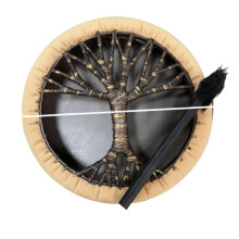 Tree of Life Hand Drum 10 Inch Decorative Drum with Authentic Leather Sound and Durable Resin Body