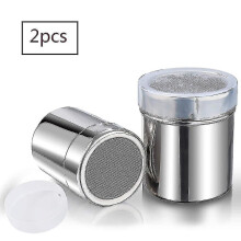 Stainless Steel Vibrating Sieve 2-Pack, 250ml Capacity with ABS Cover for Spices and Barista Use