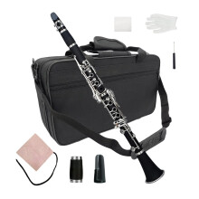 Bb Clarinet 17 Key 6 Ring Ebonite Body with Case, Accessories, Warmer Tone, Accurate Tuning