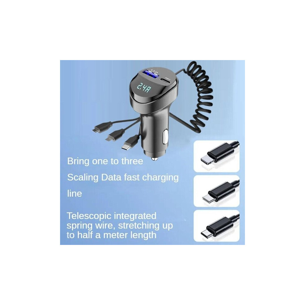 Dual Port Car Charger 15W 3.1A With Usb C Output Compatible With Mobile Phone And Gps Device Charging 6901508539402