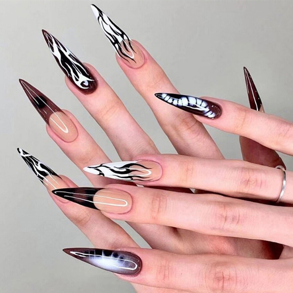 Reach-Tools (Jelly Glue Model) Gothic Pointed Fake Nails - Reusable Diy Decor