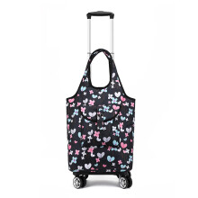Pink Rolling Grocery Cart with Wheels, Collapsible Foldable Design, Hot and Cold Storage for Shopping and Travel