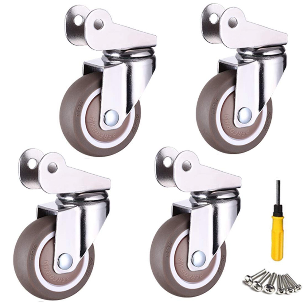 Caster Wheels, Swivel Rubber Furniture Casters For Trolley Or Baby Bed, Ptype Bracket, 4 Pack 9169991364001