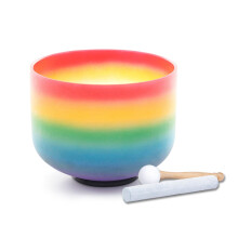528Hz Crystal Singing Bowl 8 Inch Rainbow Quartz Chakra for Meditation with Striker and Mallet